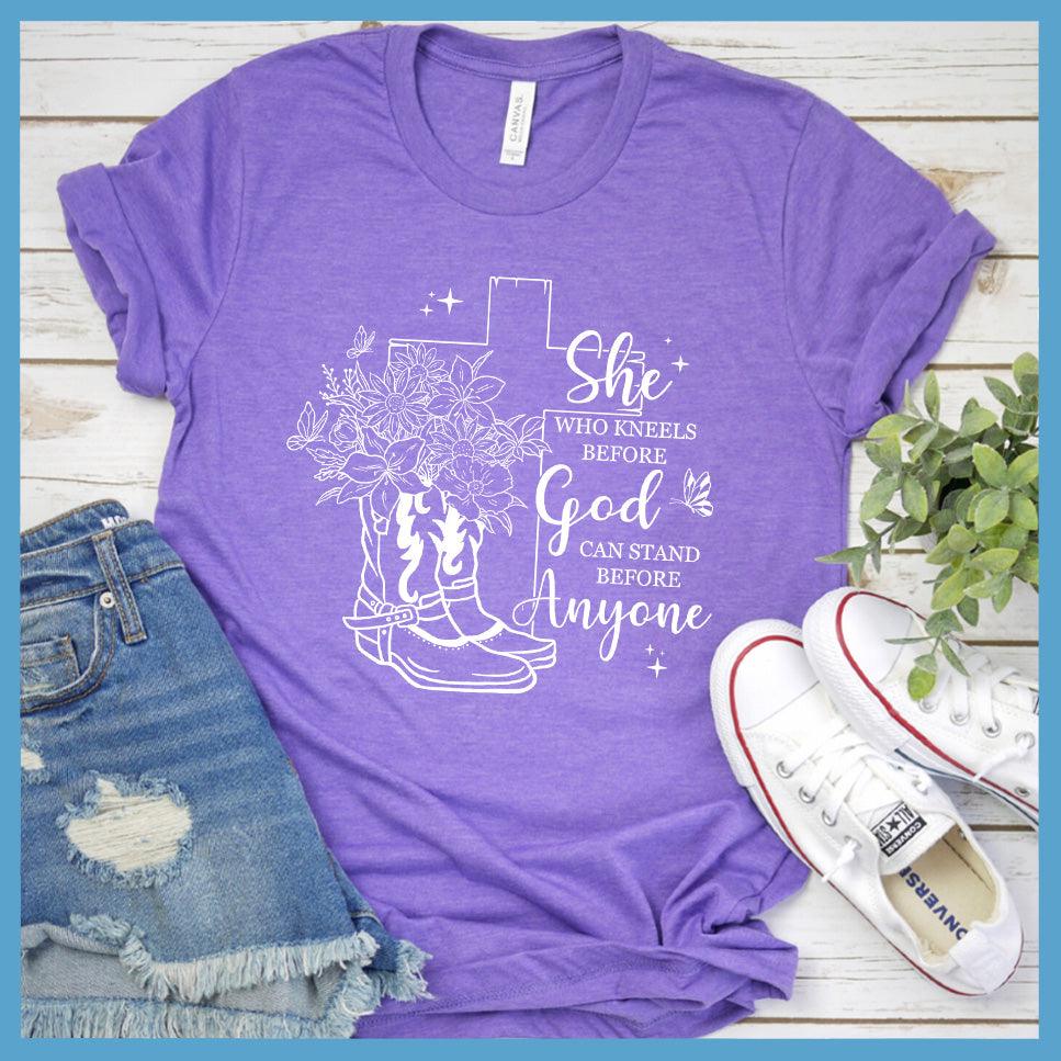 She Who Kneels Before God Can Stand Before Anyone T-Shirt - Brooke & Belle