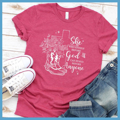 She Who Kneels Before God Can Stand Before Anyone T-Shirt - Brooke & Belle