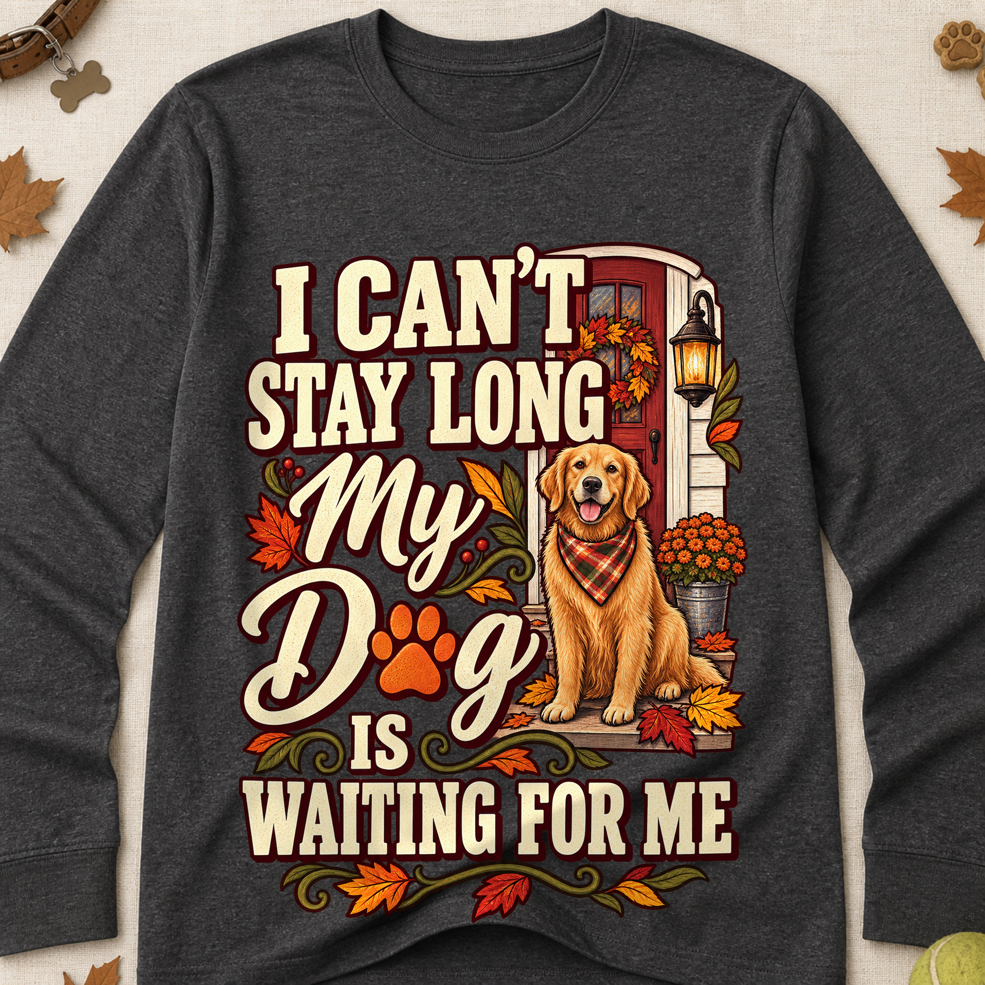 Dog Is Waiting For Me Fall Long Sleeves - Charcoal - Brooke & Belle