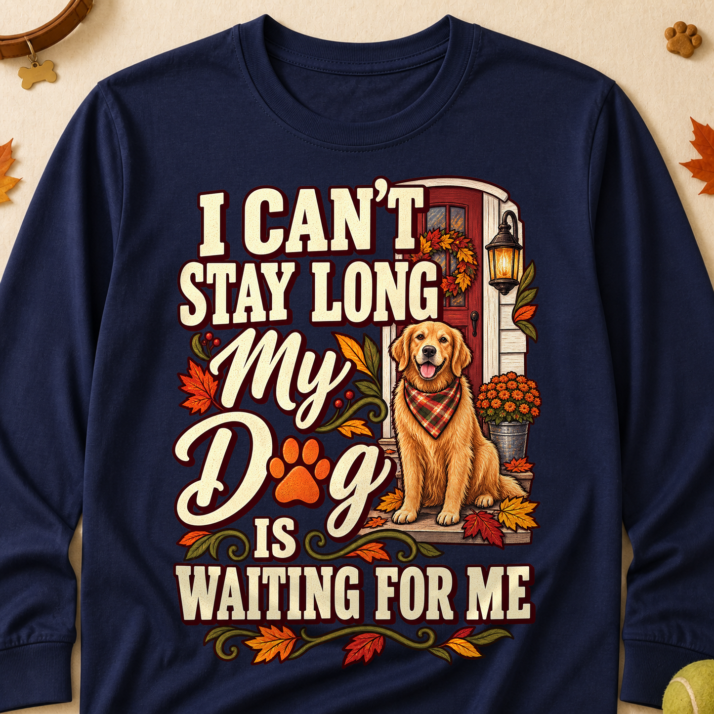 Dog Is Waiting For Me Fall Long Sleeves - Navy - Brooke & Belle