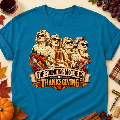 The Founding Mothers Of Thanksgiving Colored Print T-Shirt - Antique Sapphire - Brooke & Belle