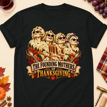 The Founding Mothers Of Thanksgiving Colored Print T-Shirt - Black - Brooke & Belle