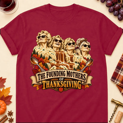 The Founding Mothers Of Thanksgiving Colored Print T-Shirt - Cardinal Red - Brooke & Belle