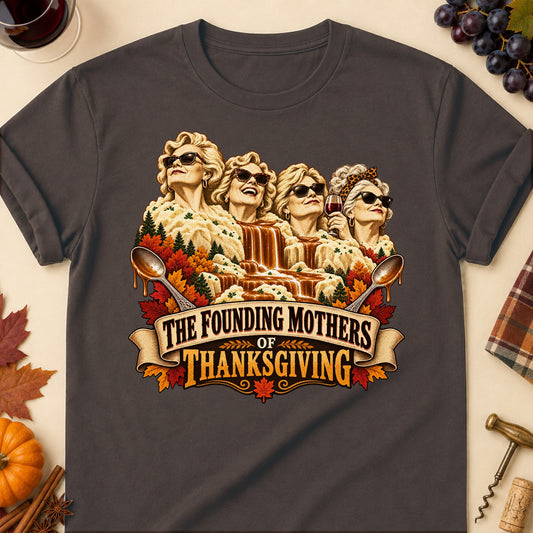 The Founding Mothers Of Thanksgiving Colored Print T-Shirt - Dark Chocolate - Brooke & Belle