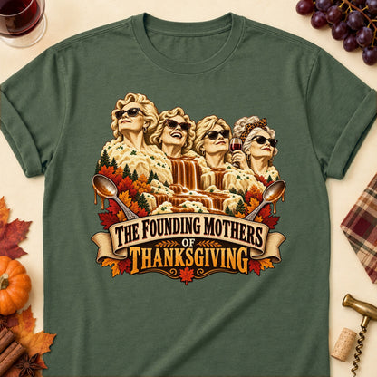 The Founding Mothers Of Thanksgiving Colored Print T-Shirt - Military Green - Brooke & Belle