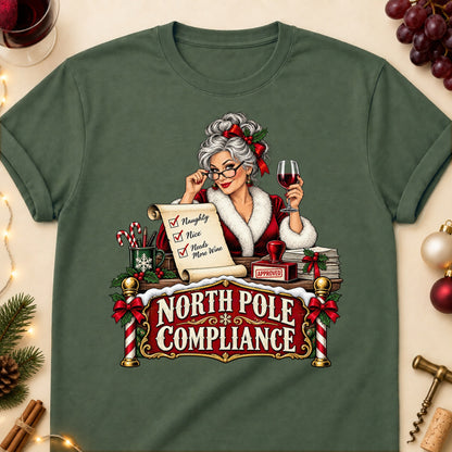 North Pole Compliance Colored Print T-Shirt - Military Green - Brooke & Belle