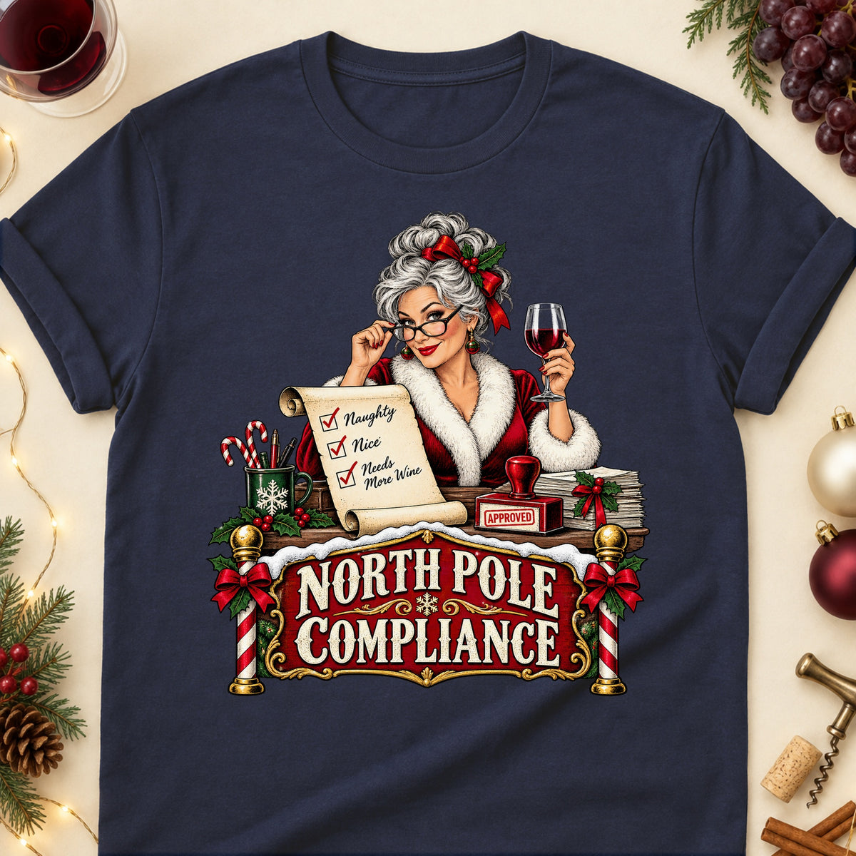North Pole Compliance Colored Print T-Shirt - Navy - Brooke & Belle