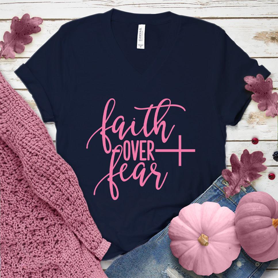 Faith Over Fear V-Neck Pink Edition - Brooke & Belle