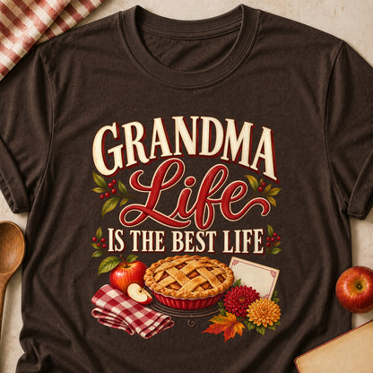 Grandma Life Is The Best Life Fall Colored Print T-Shirt - Dark Chocolate - Brooke & Belle
