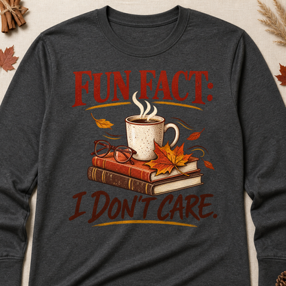 Fun Fact I Don't Care Fall Long Sleeves - Charcoal - Brooke & Belle