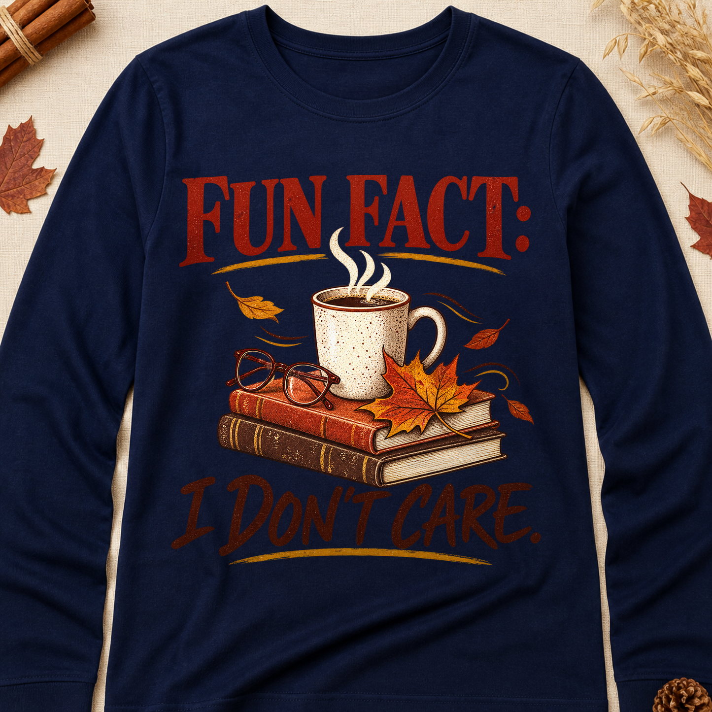 Fun Fact I Don't Care Fall Long Sleeves - Navy - Brooke & Belle