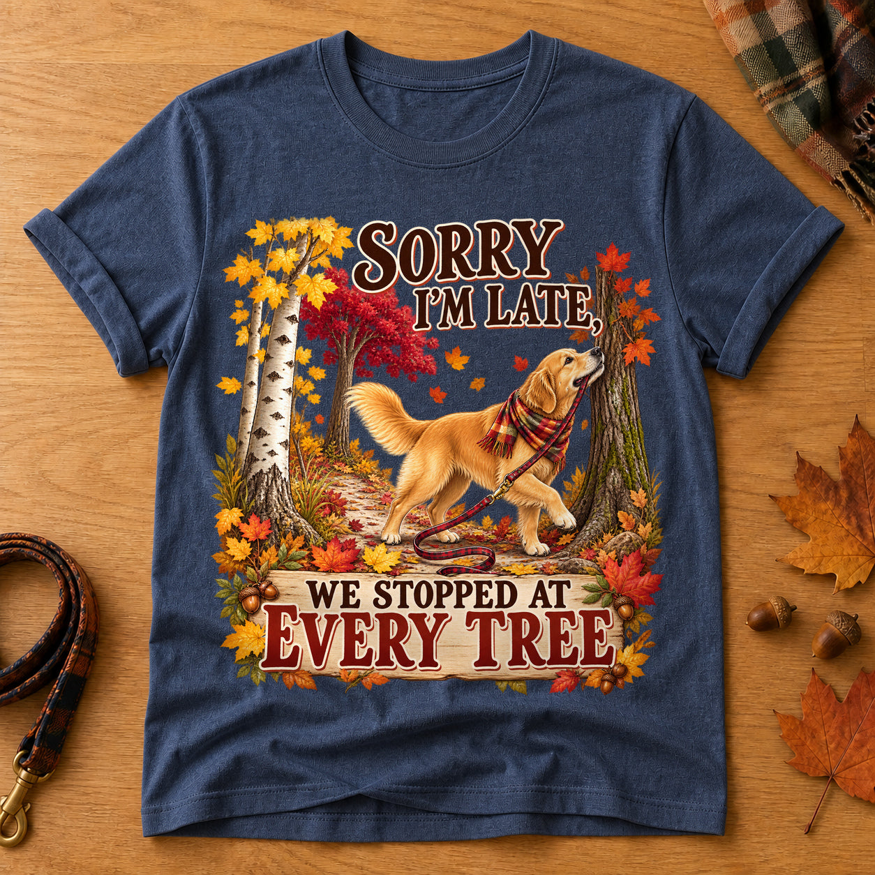 Sorry Late Every Tree T-shirt - Heather Navy - Brooke & Belle