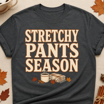 Stretchy Pants Season Fall Colored Print T-Shirt - Dark Heather - Brooke & Belle