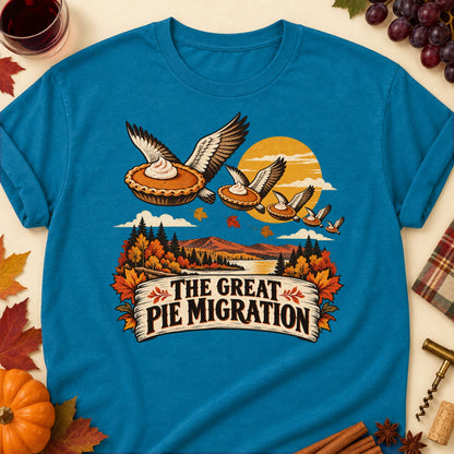 The Great Pie Migration Colored Print T-Shirt - Antique Sapphire - Brooke & Belle