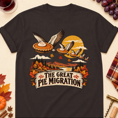 The Great Pie Migration Colored Print T-Shirt - Dark Chocolate - Brooke & Belle