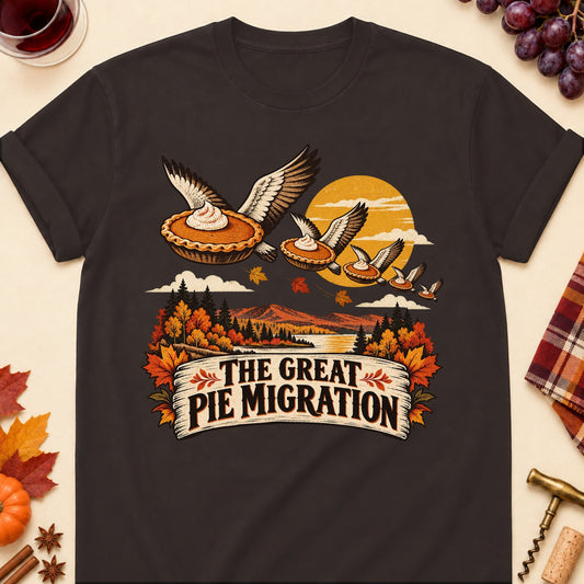 The Great Pie Migration Colored Print T-Shirt - Dark Chocolate - Brooke & Belle