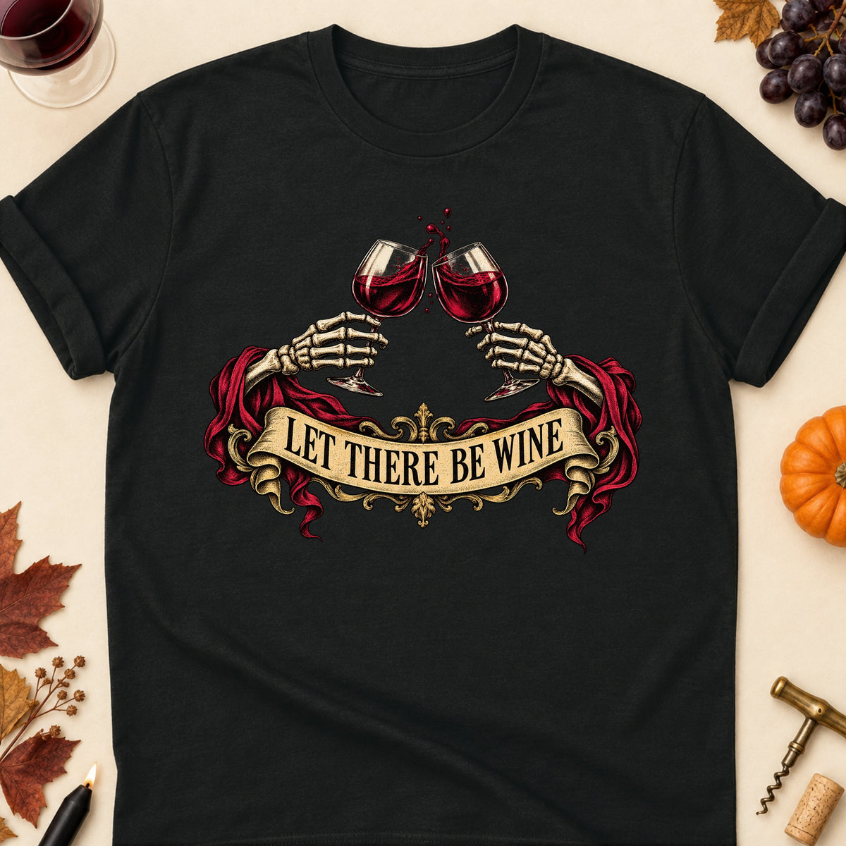 Let There Be Wine Colored Print T-Shirt - Black - Brooke & Belle