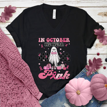 In October We Wear Pink Version 2 V-Neck Colored Edition - Brooke & Belle