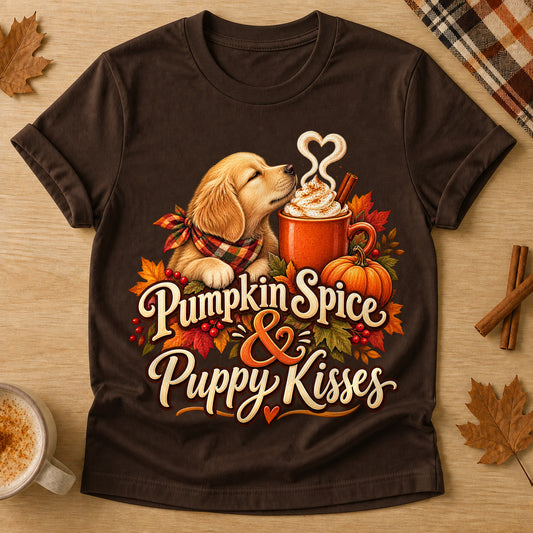 Pumpkin Spice Puppy Kisses T-shirt - Dark Chocolate - Brooke & Belle