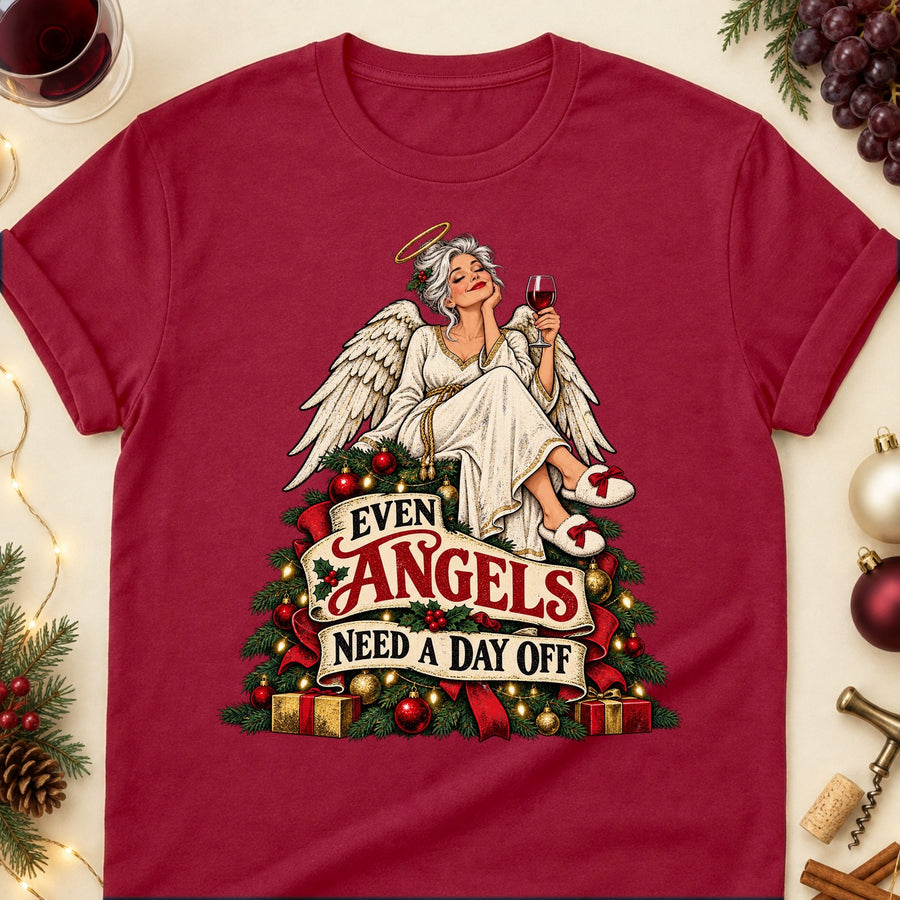 Even Angels Need A Day Off Colored Print T-Shirt