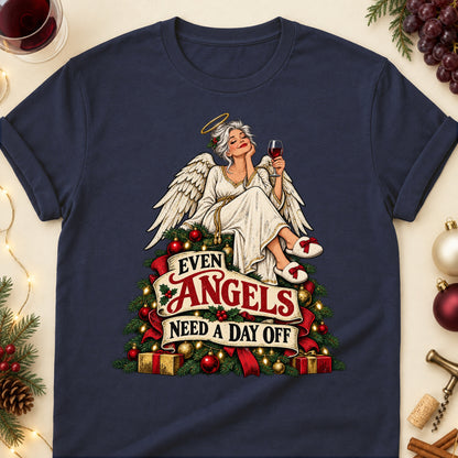 Even Angels Need A Day Off Colored Print T-Shirt - Navy - Brooke & Belle