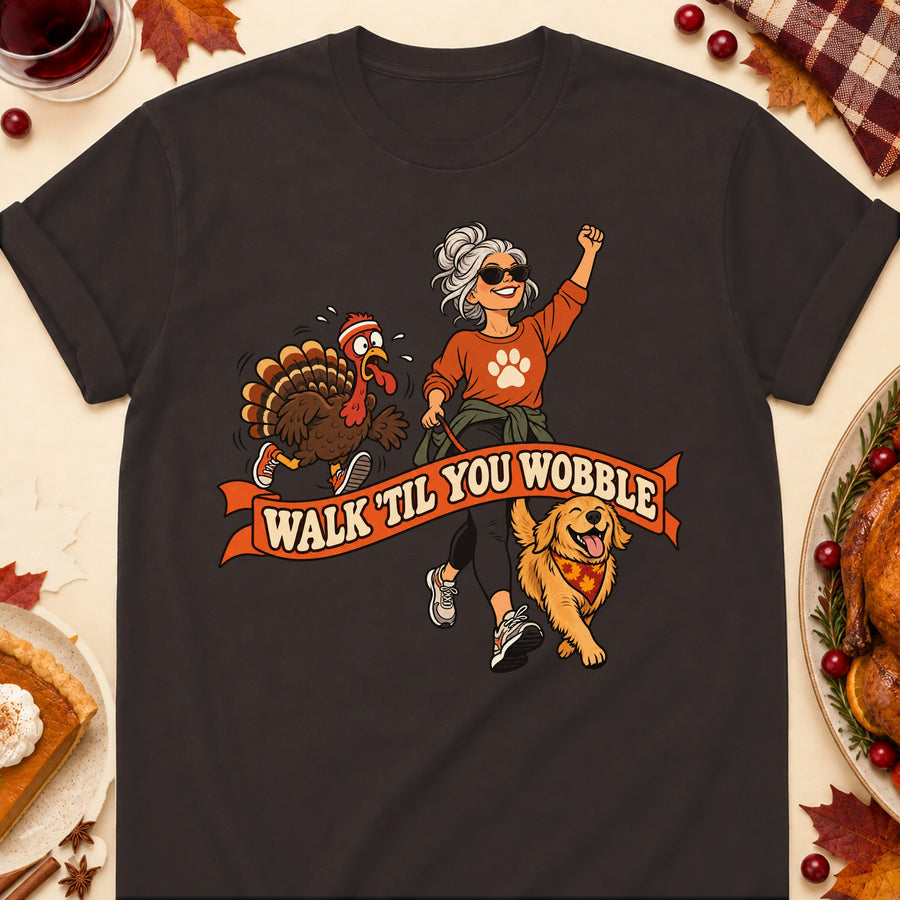 Walk Til You Wobble Colored Print T-Shirt