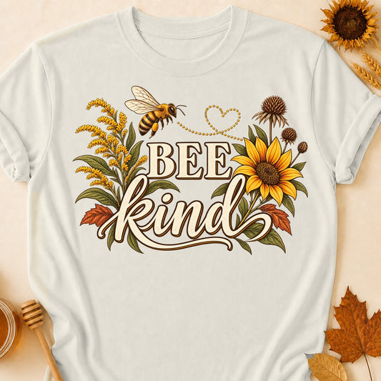 Bee Kind Fall T-shirt - Heather Oatmeal - Brooke & Belle