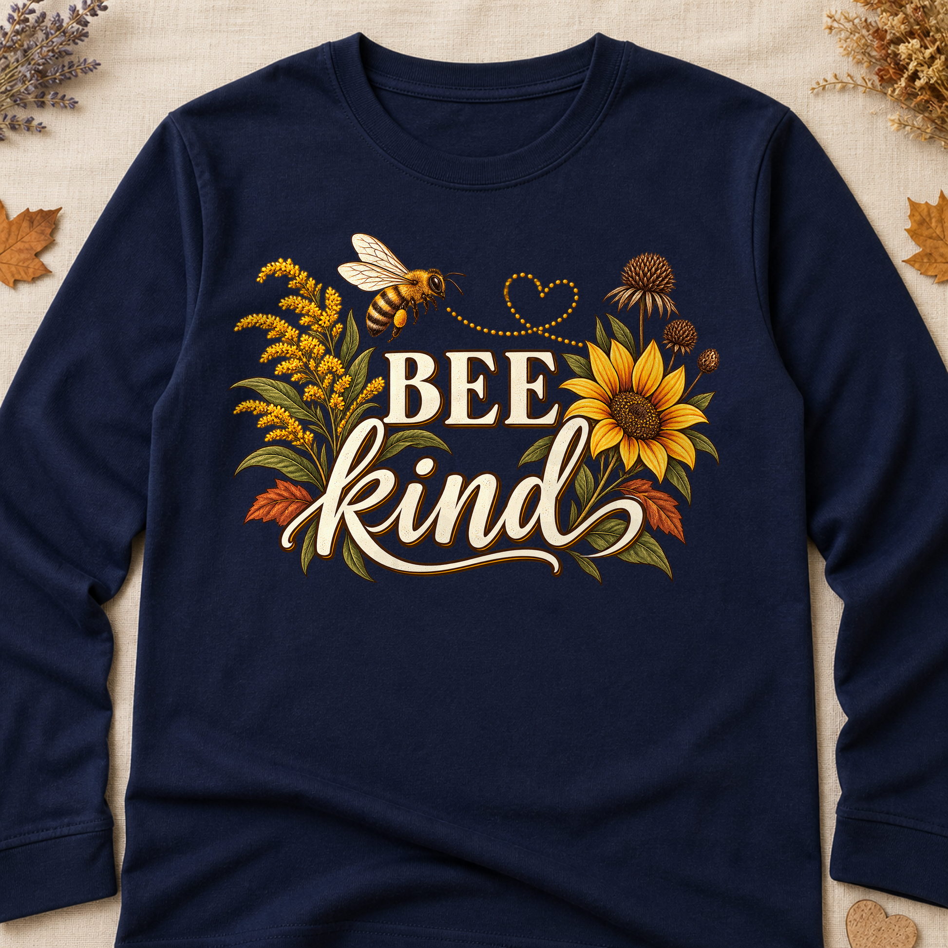 Bee Kind Fall Long Sleeves - Navy - Brooke & Belle