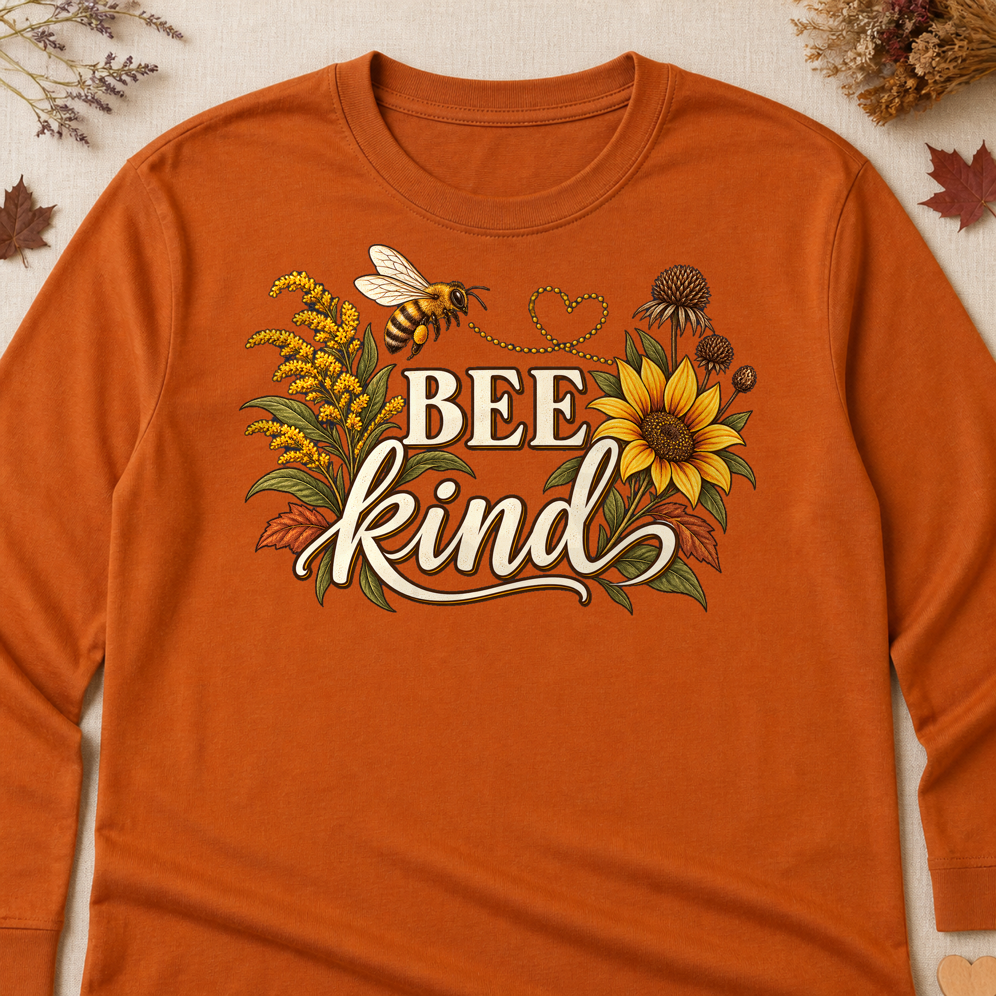 Bee Kind Fall Long Sleeves - Texas Orange - Brooke & Belle