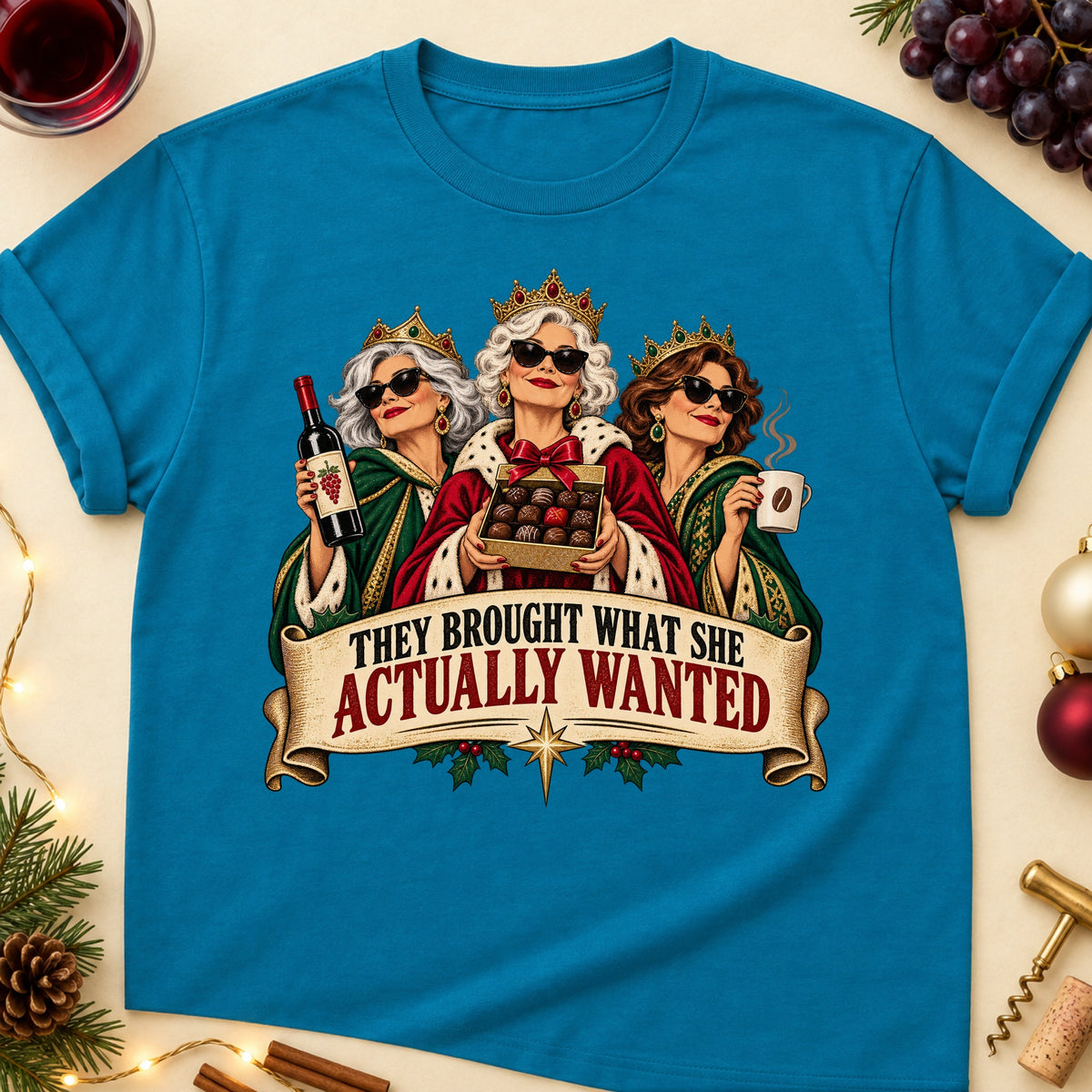 They Brought What She Actually Wanted Colored Print T-Shirt - Antique Sapphire - Brooke & Belle