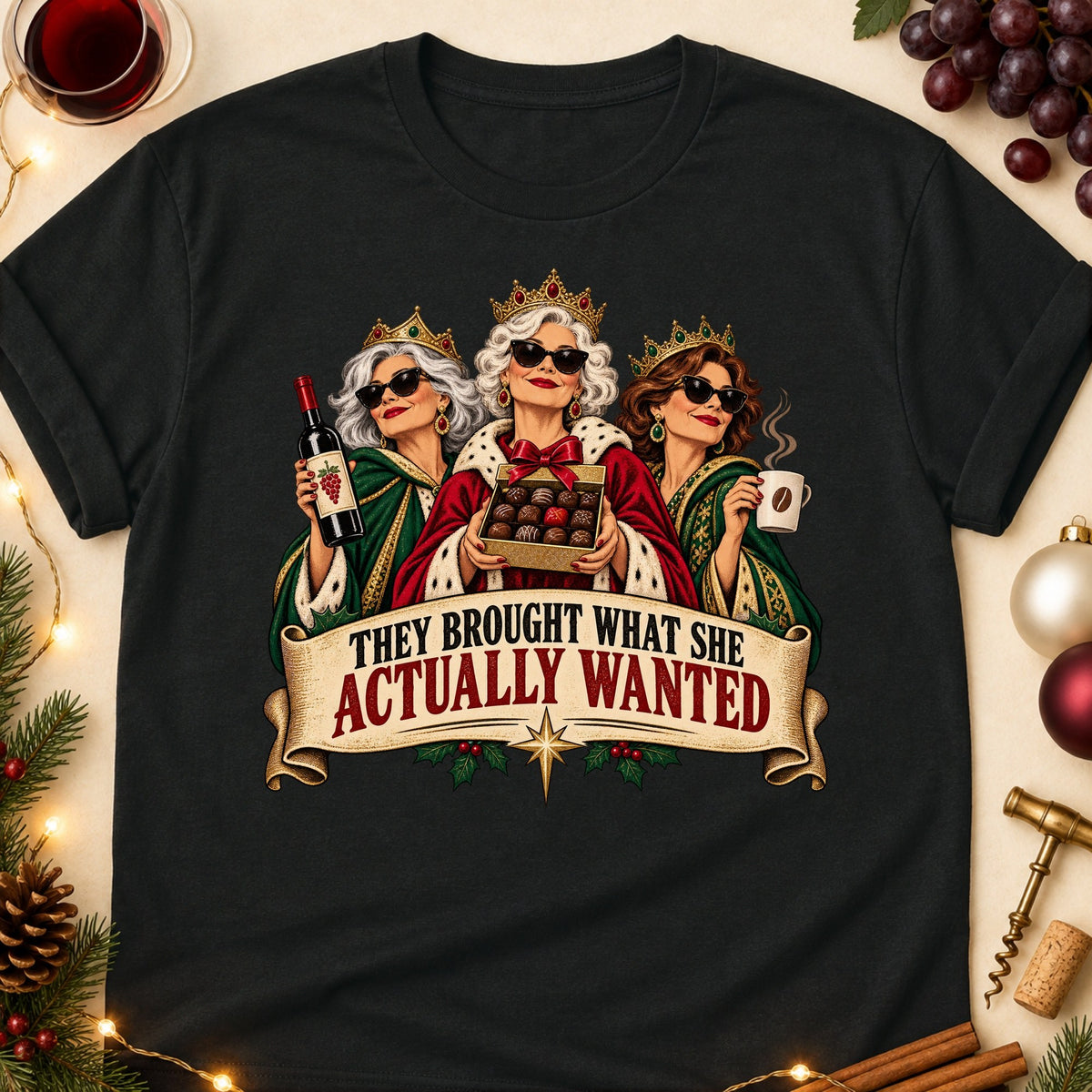 They Brought What She Actually Wanted Colored Print T-Shirt - Black - Brooke & Belle