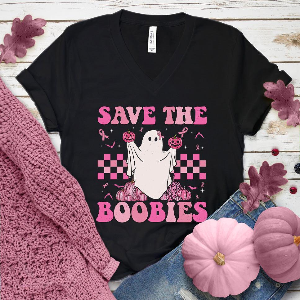 Save The  Boobies V-Neck Colored Edition