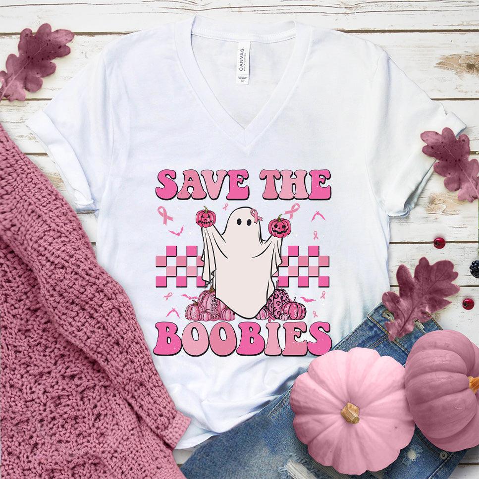 Save The  Boobies V-Neck Colored Edition