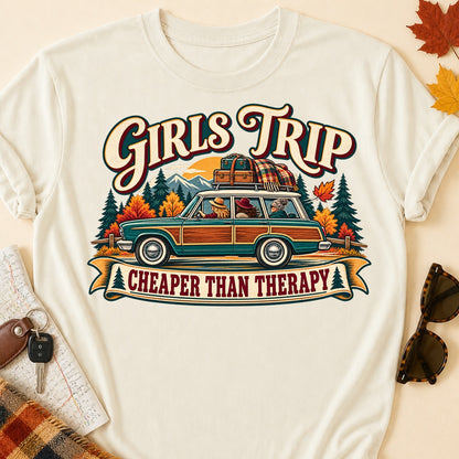 Girls Trip Cheaper Than Therapy Fall T-shirt - Natural - Brooke & Belle