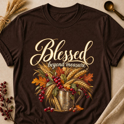 Blessed Beyond Measure Fall Colored Print T-Shirt - Dark Chocolate - Brooke & Belle