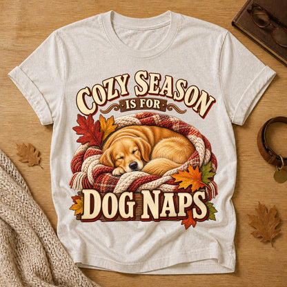 Cozy Season Dog Naps T-shirt - Heather Oatmeal - Brooke & Belle