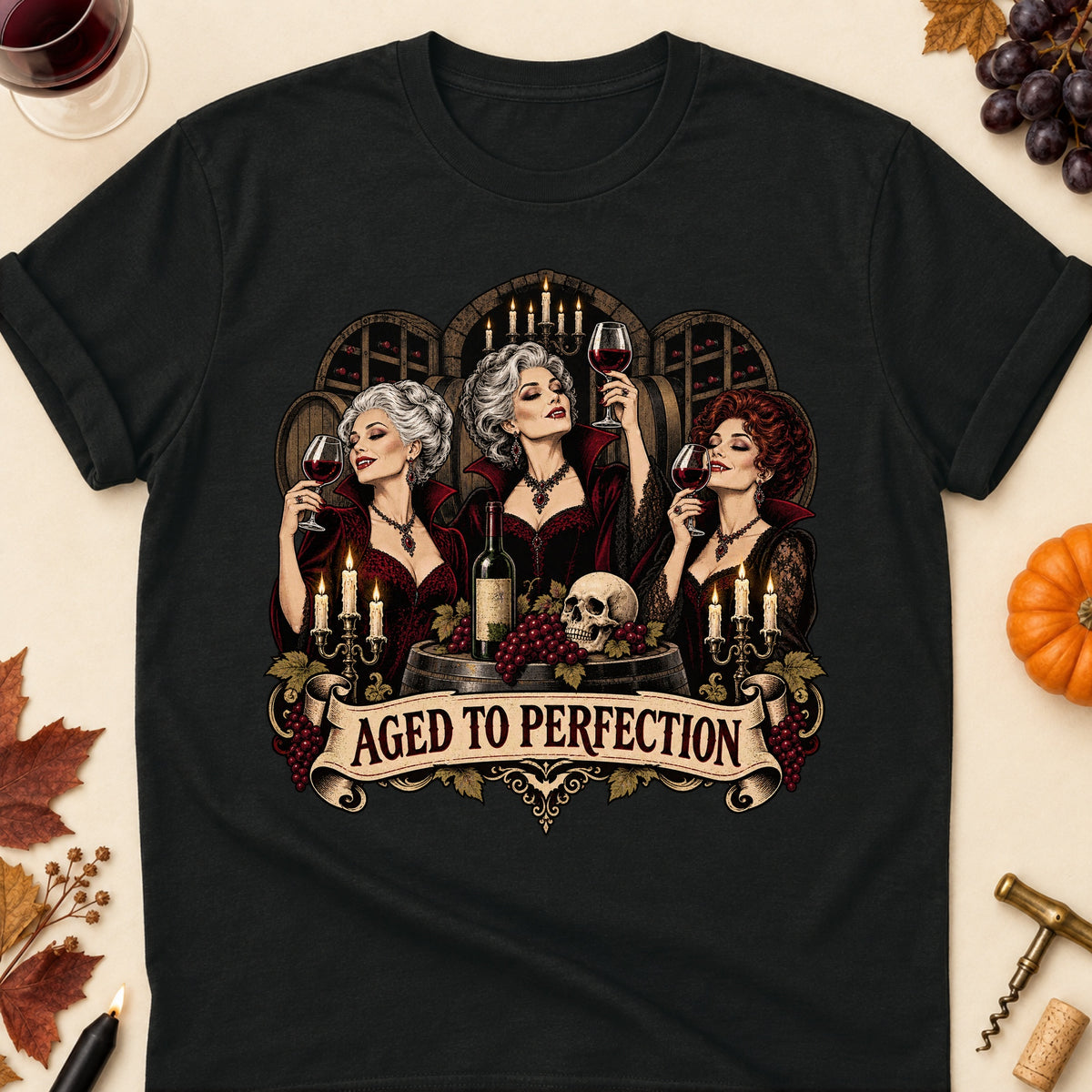 Aged To Perfection Colored Print T-Shirt - Black - Brooke & Belle