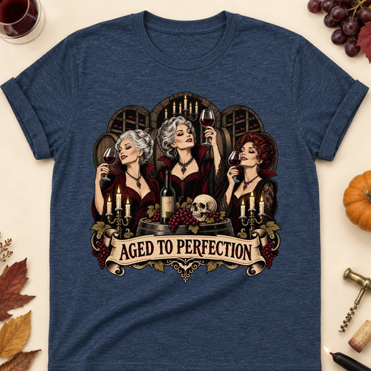 Aged To Perfection Colored Print T-Shirt - Heather Navy - Brooke & Belle