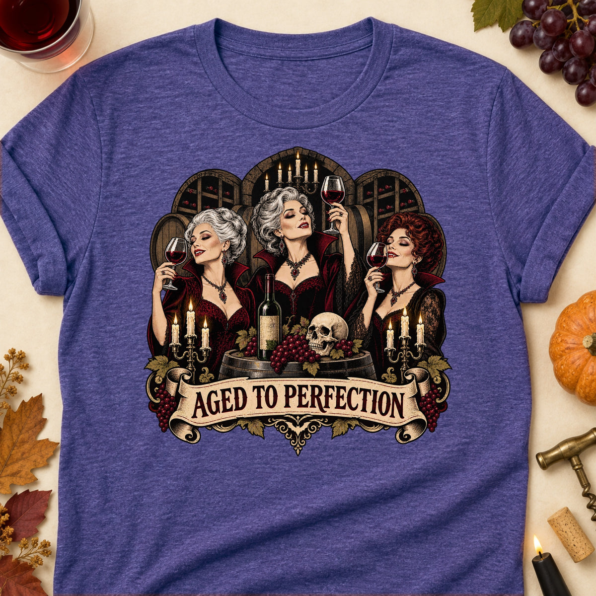 Aged To Perfection Colored Print T-Shirt - Heather Purple - Brooke & Belle
