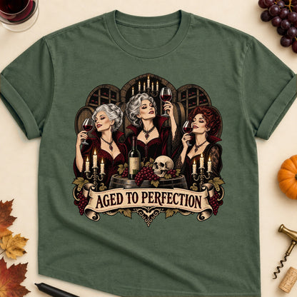 Aged To Perfection Colored Print T-Shirt - Military Green - Brooke & Belle