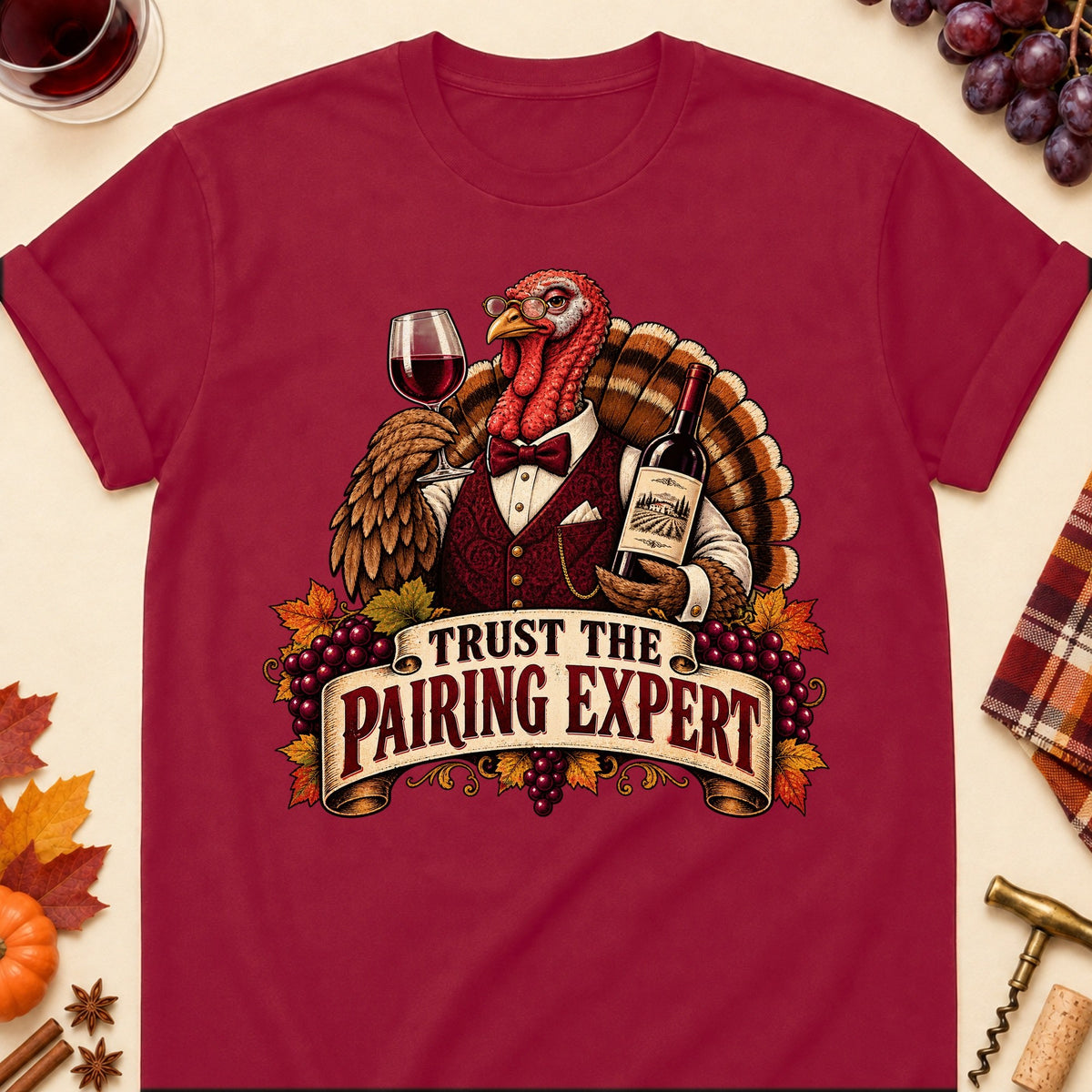 Trust The Pairing Expert Colored Print T-Shirt - Cardinal Red - Brooke & Belle