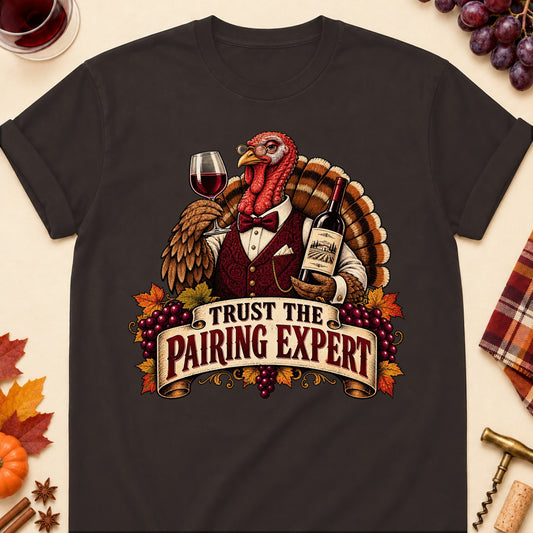Trust The Pairing Expert Colored Print T-Shirt - Dark Chocolate - Brooke & Belle
