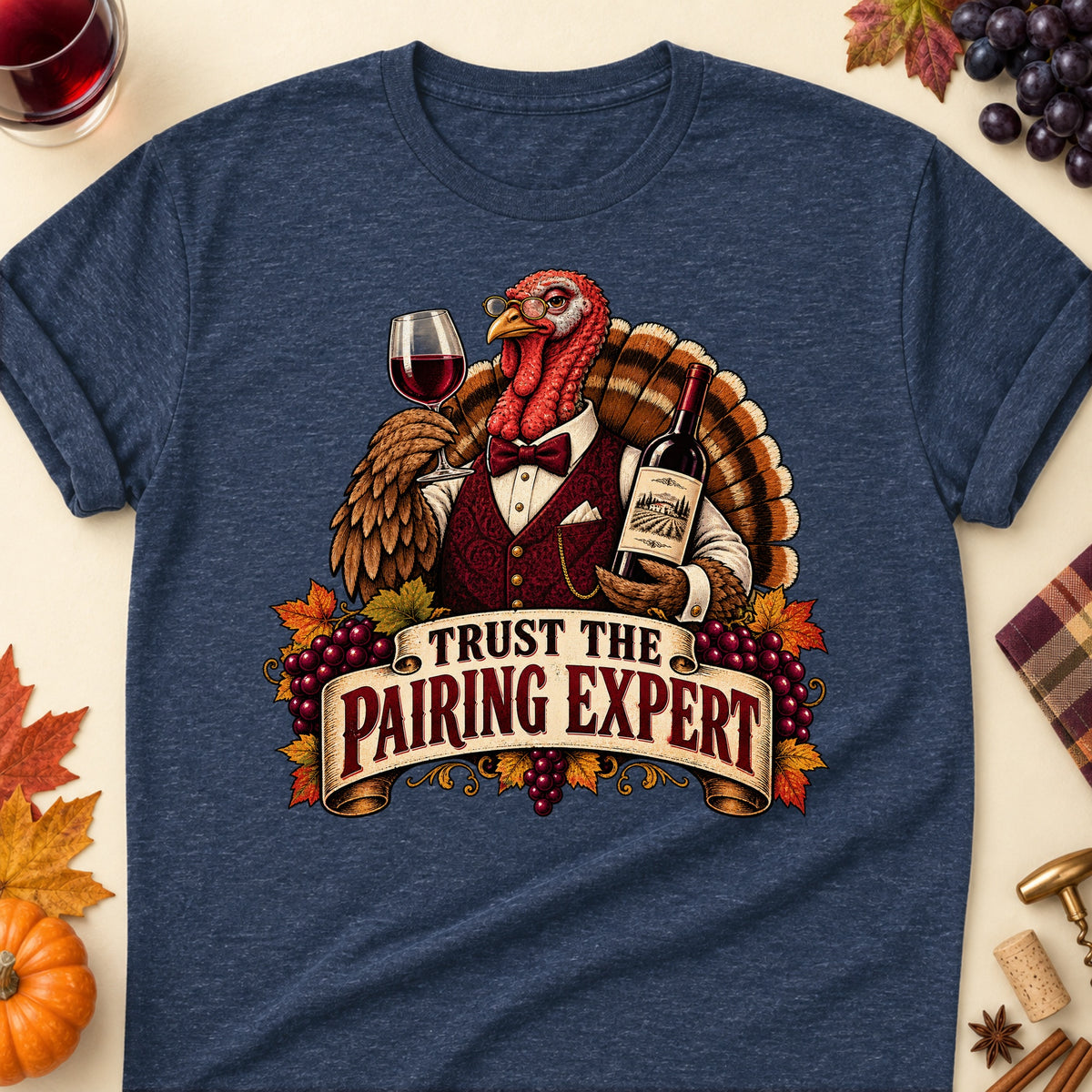 Trust The Pairing Expert Colored Print T-Shirt - Heather Navy - Brooke & Belle