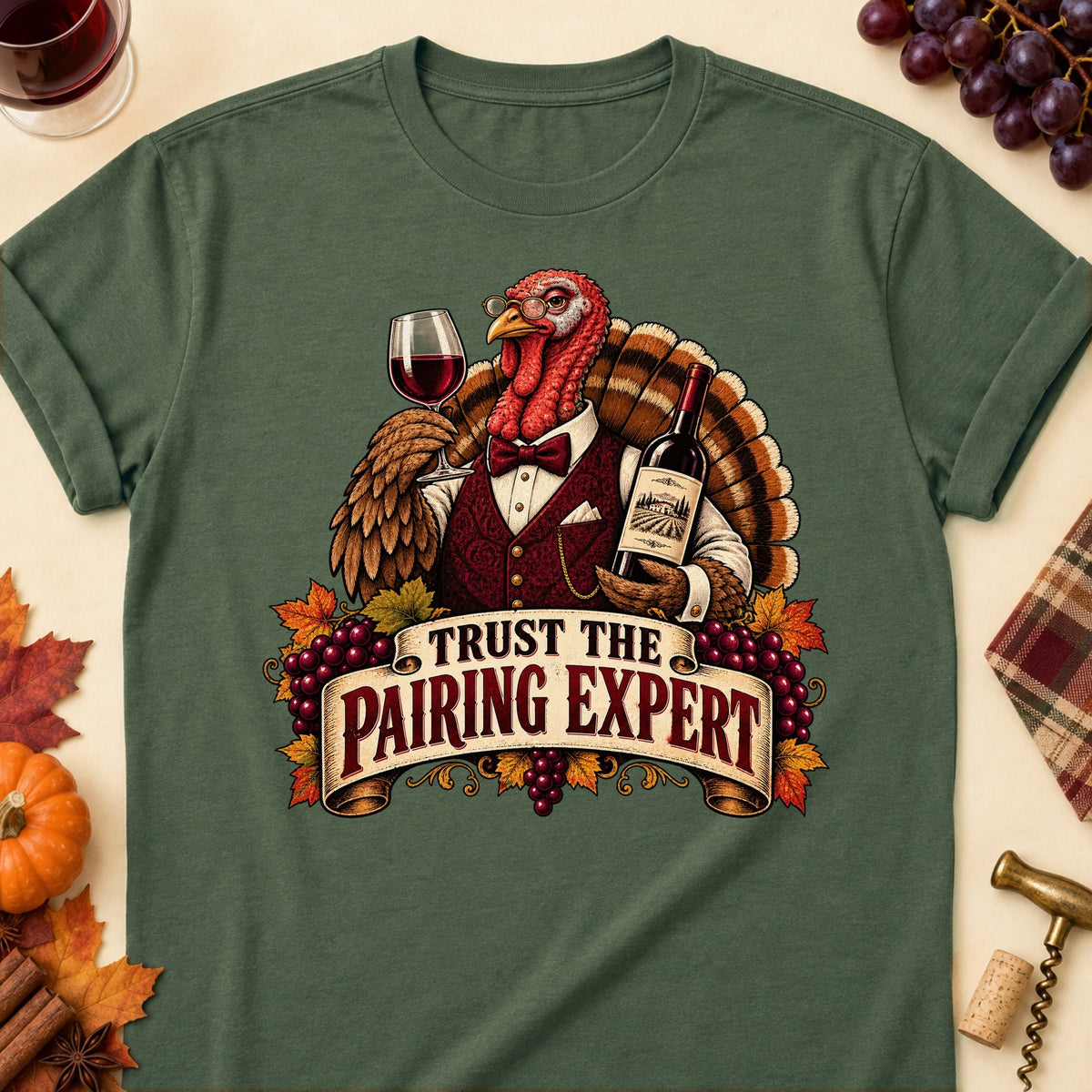 Trust The Pairing Expert Colored Print T-Shirt - Military Green - Brooke & Belle