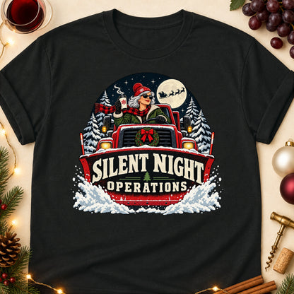 Silent Night Operations Colored Print T-Shirt - Black - Brooke & Belle