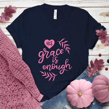 His Grace Is Enough V-Neck Pink Edition - Brooke & Belle