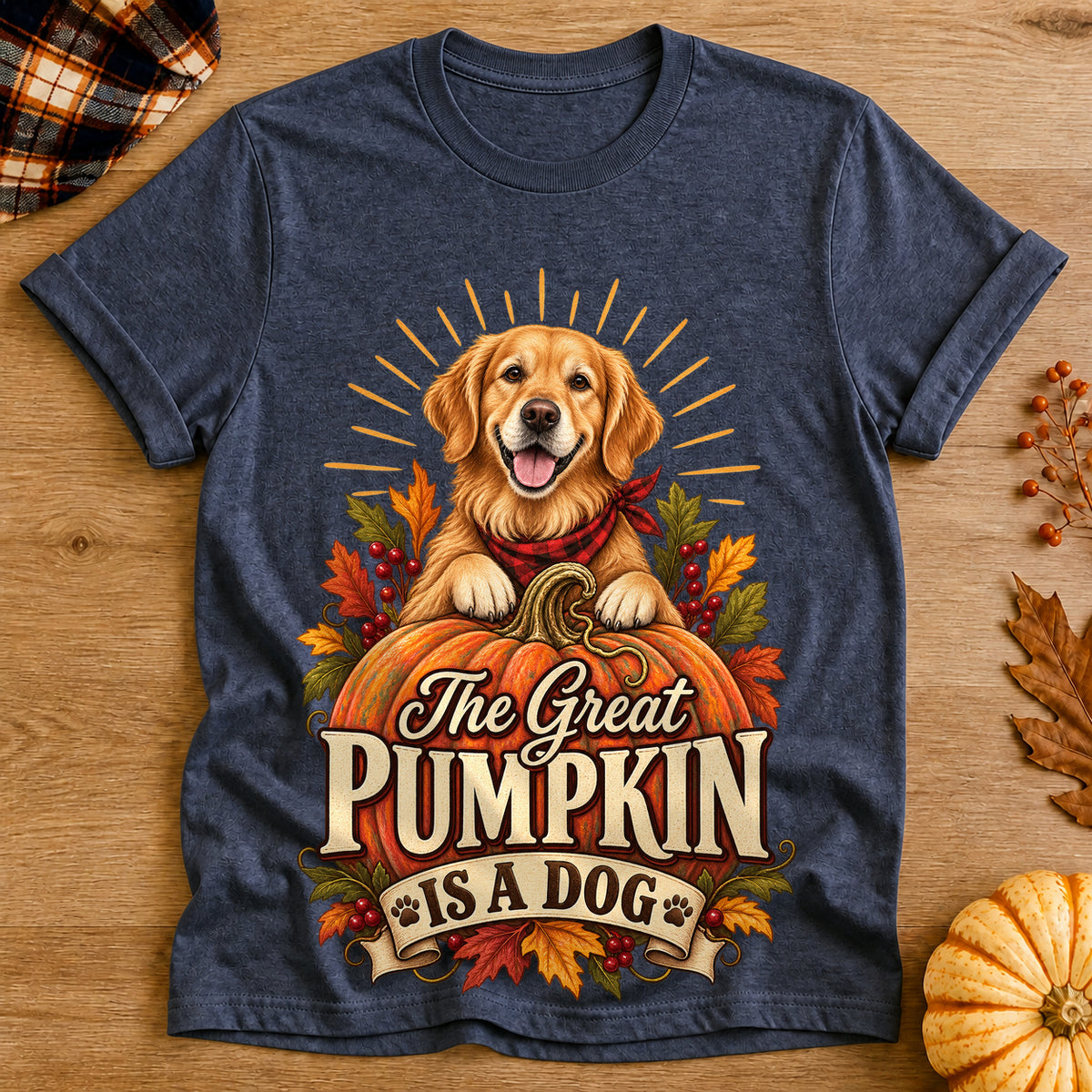 Great Pumpkin Dog T-shirt - Heather Navy - Brooke & Belle