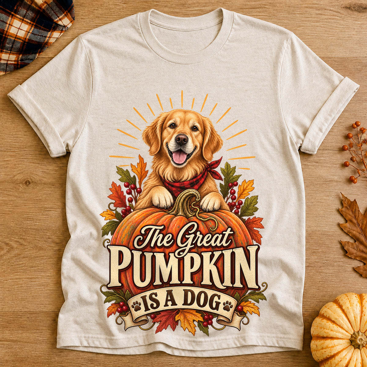 Great Pumpkin Dog T-shirt - Heather Oatmeal - Brooke & Belle