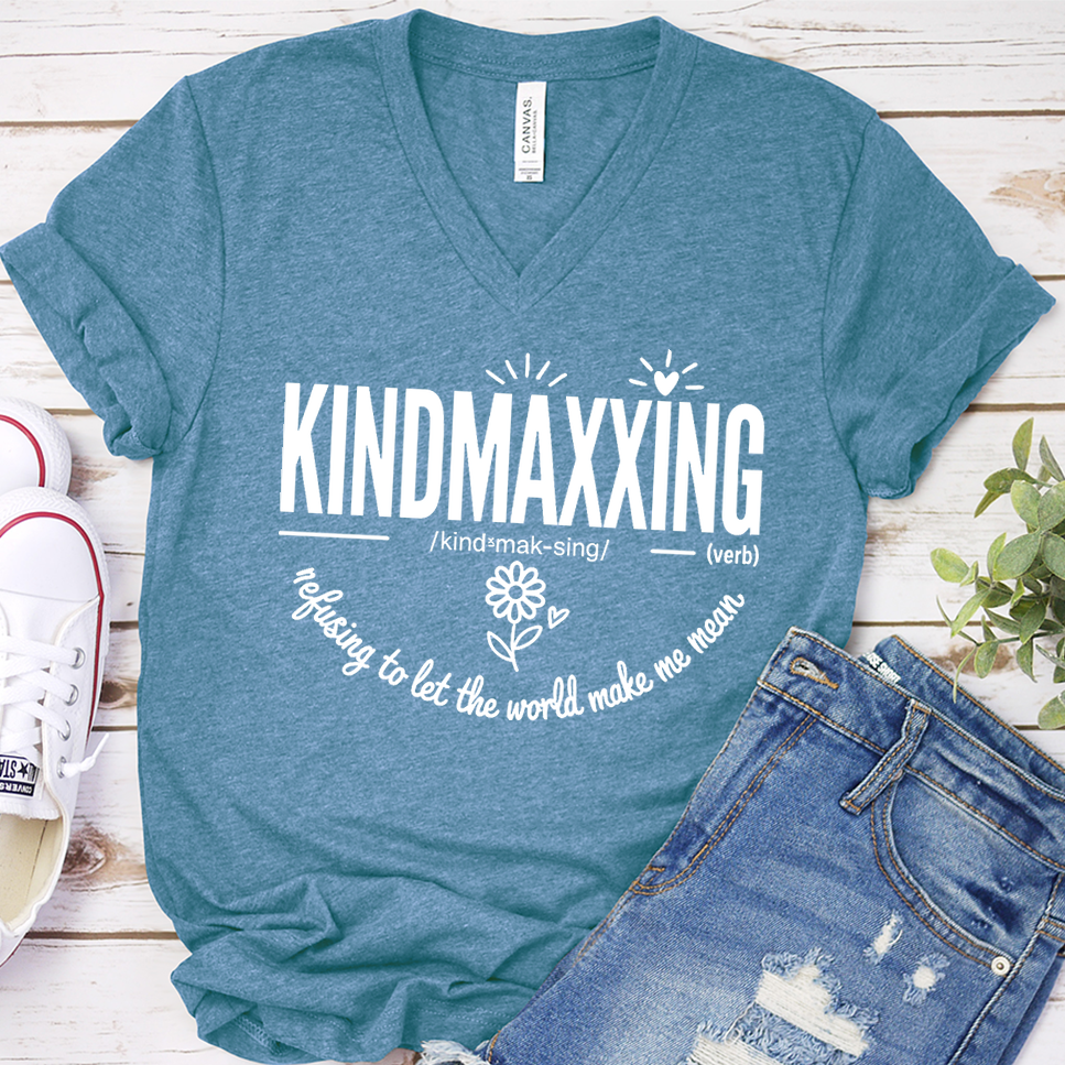Kindmaxxing V-Neck - Heather Deep Teal - Brooke & Belle