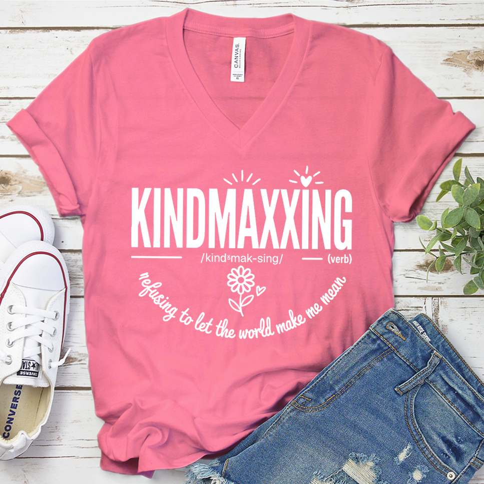 Kindmaxxing V-Neck - Neon Pink - Brooke & Belle
